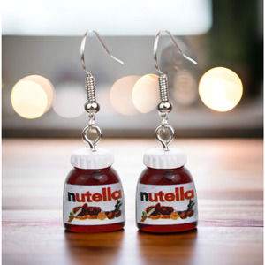 Nutella Novelty Earrings Snack Funny Tiny Lightweight Gift with Box NEW